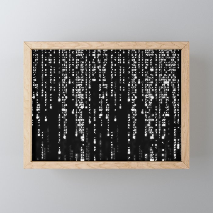 White binary code - multiple digits Framed Mini Art Print