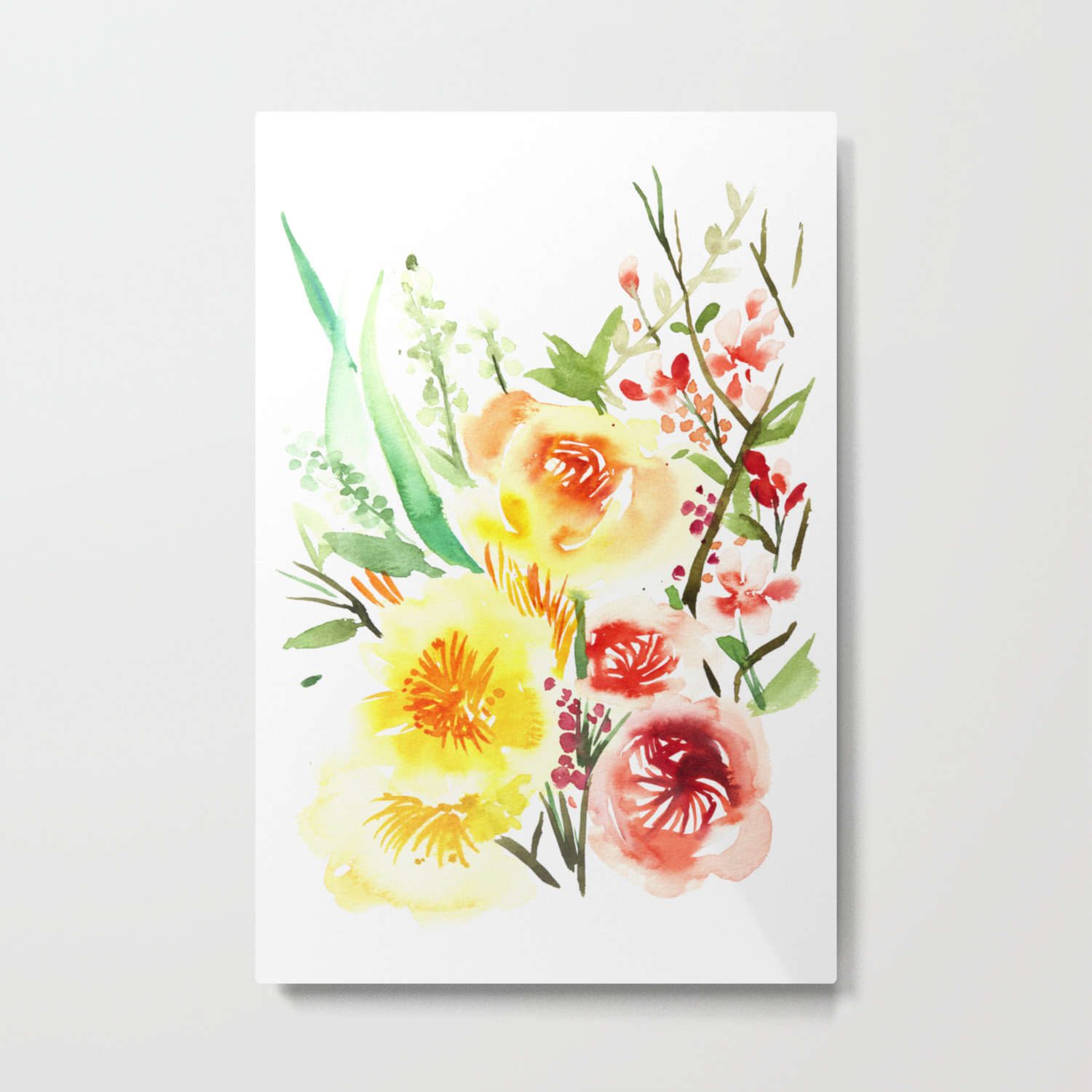 Ranunculus Floral Watercolor Painting By Tzechee Metal Print By