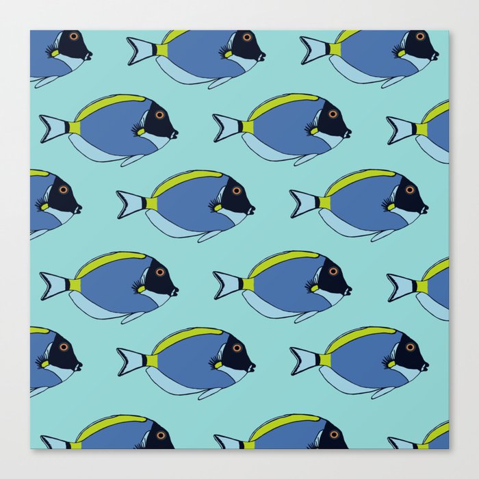 Powder blue surgeon fish pattern Canvas Print