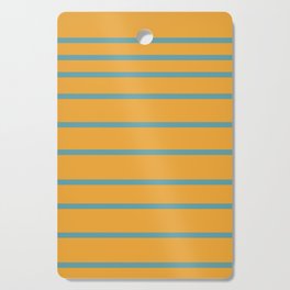 Variable Stripes Minimalist Mustard Orange and Turquoise Blue Cutting Board