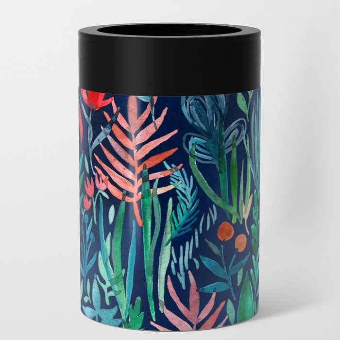 Tropical Ink - a watercolor garden Can Cooler