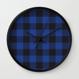 Dark Blue Buffalo Check Pattern Wall Clock