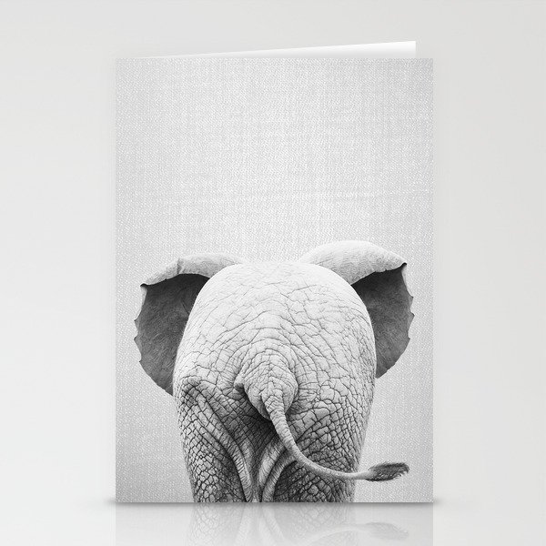 Baby Elephant Tail - Black & White Stationery Cards