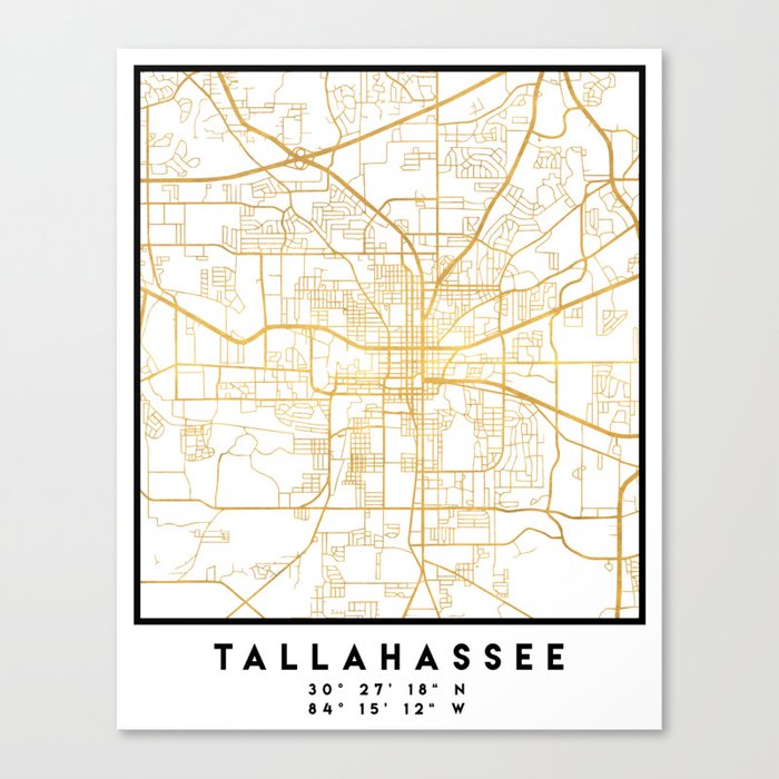 TALLAHASSEE FLORIDA CITY STREET MAP ART Canvas Print