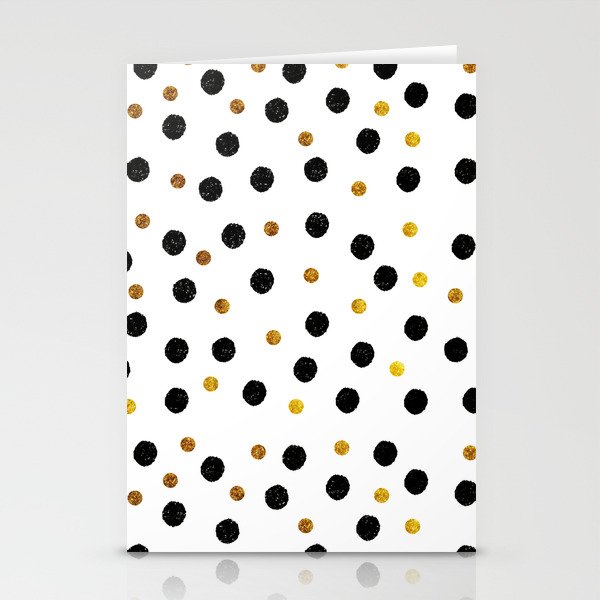 Black & Gold Glitter Confetti on white background- Elegant pattern Stationery Cards