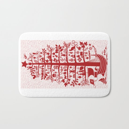 CHRISTMAS TREE red ITINERANT Bath Mat