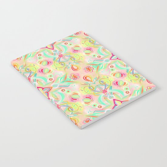 Soft Neon Pastel Boho Pattern Notebook