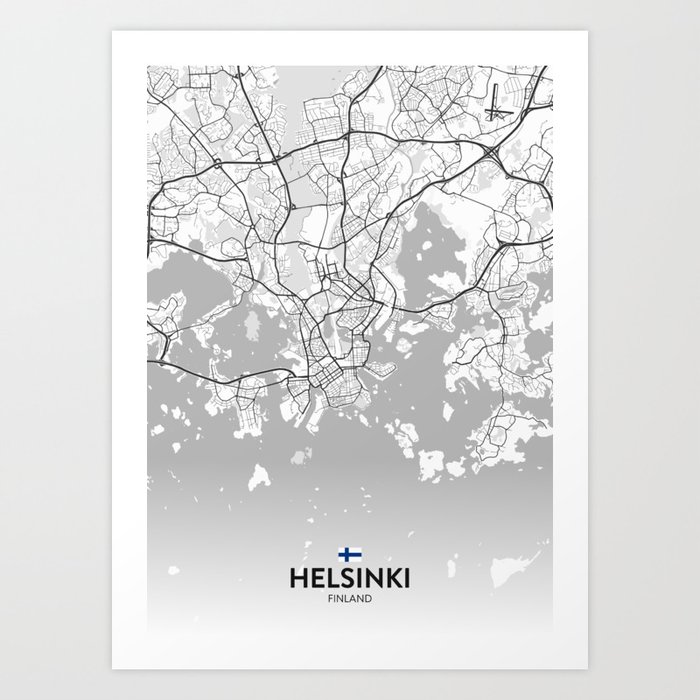Helsinki, Finland - Light City Map Art Print
