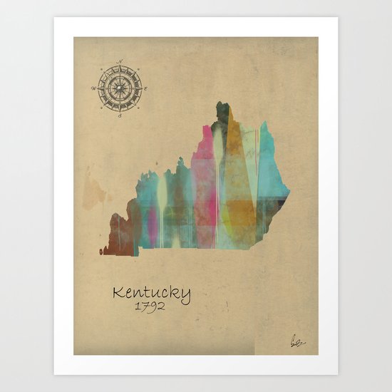Kentucky state map Art Print
