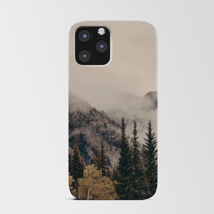 Banff national park foggy mountains and forest in Canada iPhone Card Case