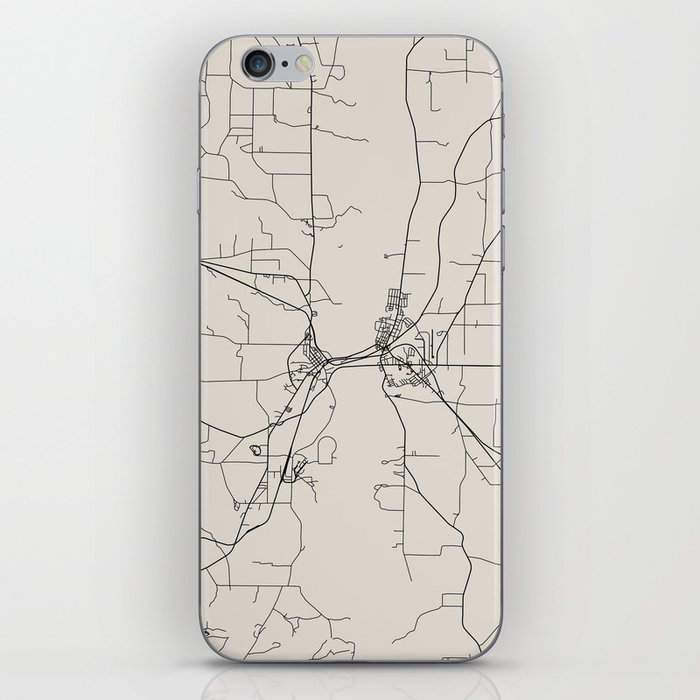 Macon County - black and white map iPhone Skin
