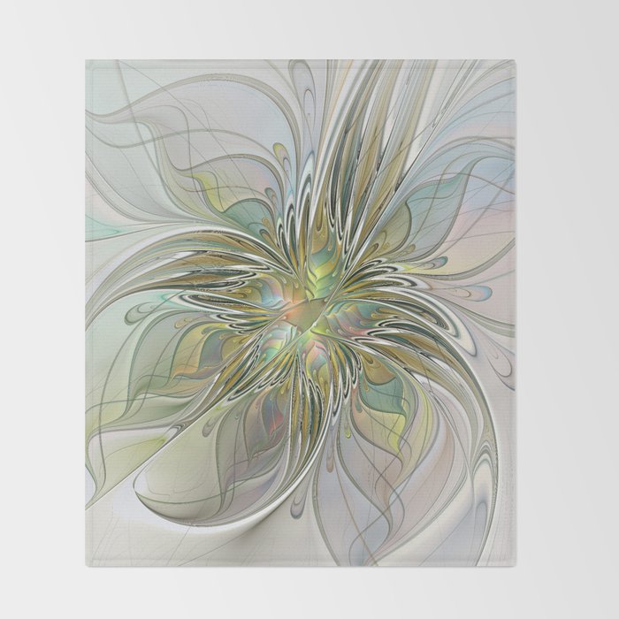 Floral Fantasy Abstract Fractal Art Throw Blanket By Gabiwart