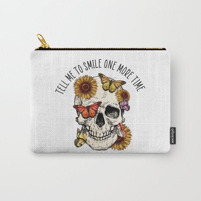 Skull with butterflies and flowers Carry-All Pouch