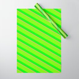 [ Thumbnail: Light Salmon, Green, and Lime Colored Lines Pattern Wrapping Paper ]