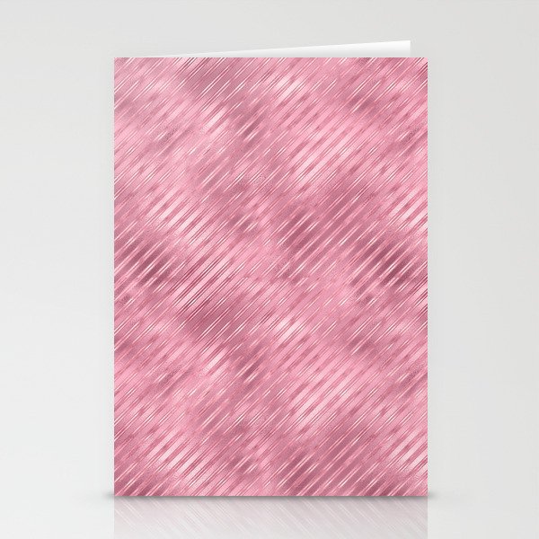 Luxury Pink Metallic Stripes Pattern Stationery Cards