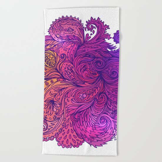 Purple Floral Indian Pattern Beach Towel