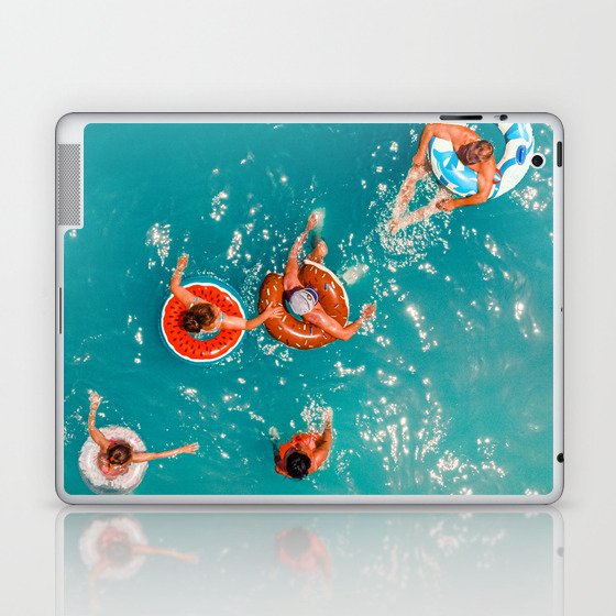 People Swimming, Aerial Sea, Aerial Ocean, Aerial Print, People Summer Hot Day At Seaside Laptop & iPad Skin