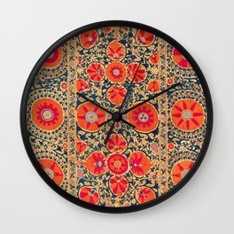Kermina Suzani Uzbekistan Print Wall Clock