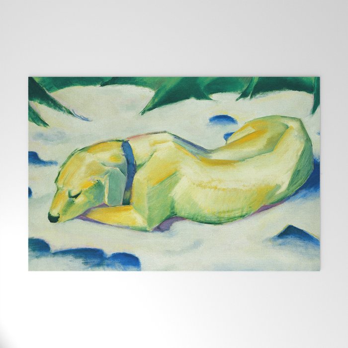 Franz Marc Dog Lying In The Snow Welcome Mat By Alexandra Arts