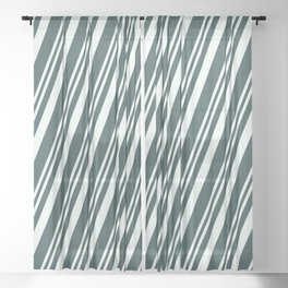 [ Thumbnail: Mint Cream & Dark Slate Gray Colored Pattern of Stripes Sheer Curtain ]