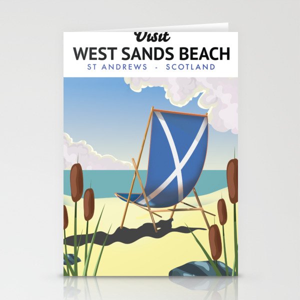 West Sands Beach, St Andrews Scotland beach poster Stationery Cards