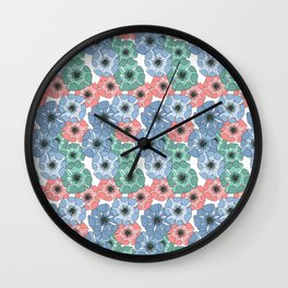 pastels on white floral poppy arrangements Wall Clock