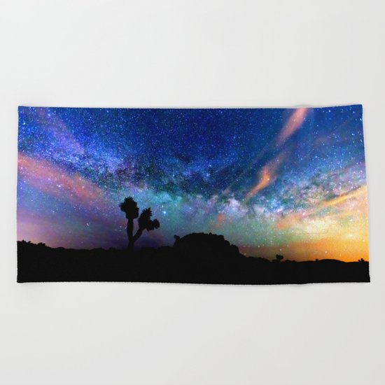 Colorful milky way Beach Towel