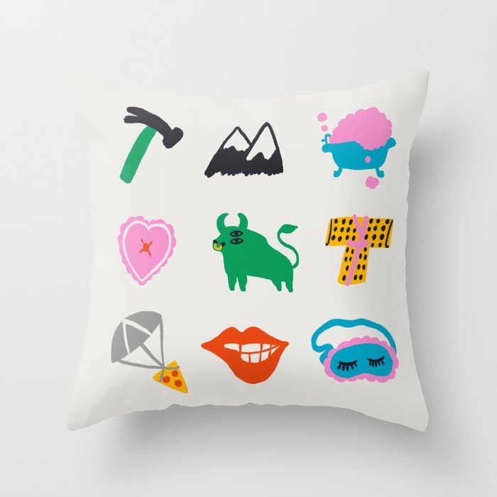 Taurus Emoji Throw Pillow