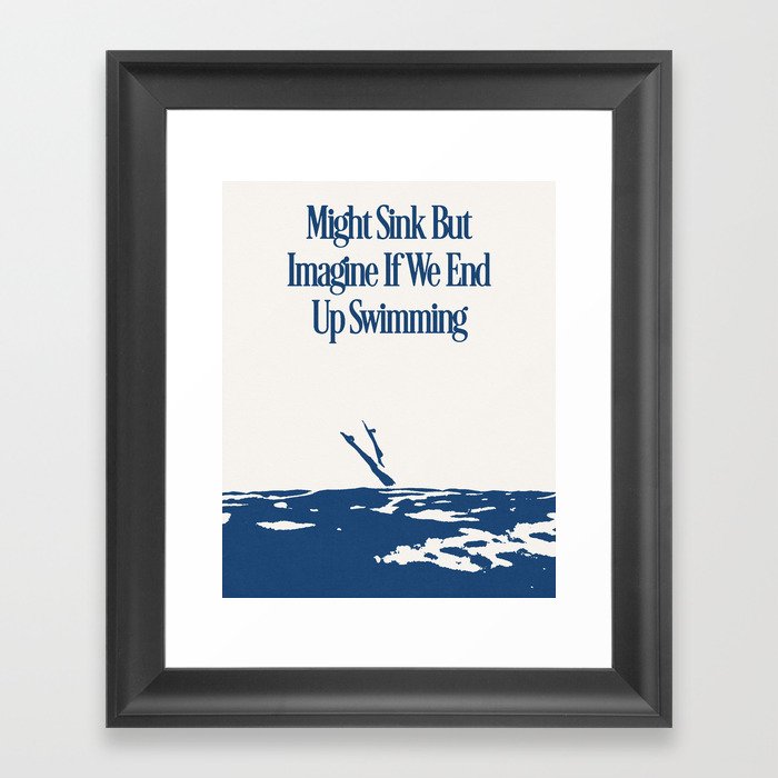 End Up Swimming (White) Framed Art Print
