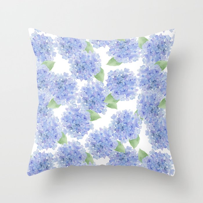 Elegant lavender lilac watercolor hydrangea floral Throw Pillow