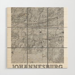 Johannesburg city map sketch Wood Wall Art