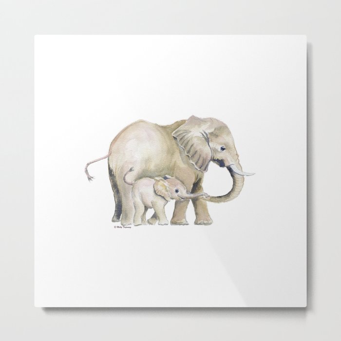 Mom and Baby Elephant 2 Metal Print