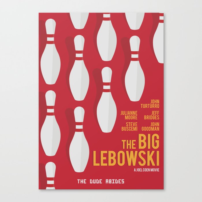 The Big Lebowski, alternative movie poster, Coen brothers film, Jeff Bridges is the dude Canvas Print
