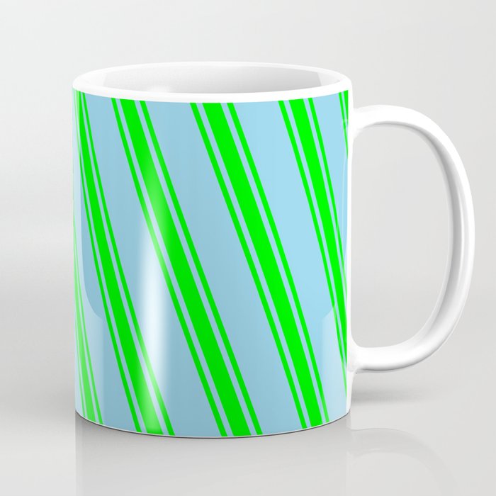 Sky Blue & Lime Colored Lines/Stripes Pattern Coffee Mug
