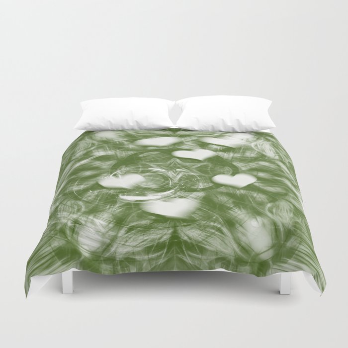 Fading Hearts On Forest Green Duvet Cover By Hereswendy Society6