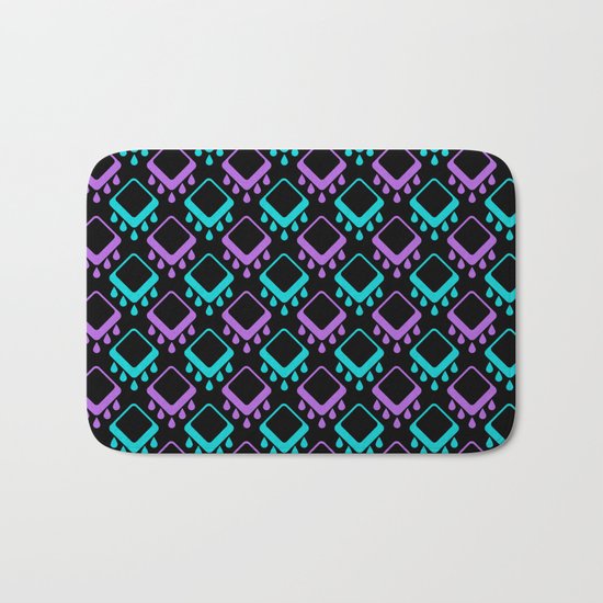 Abstract colorful geometric pattern . Black , Magenta , turquoise . Bath Mat