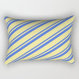 [ Thumbnail: Royal Blue & Tan Colored Stripes Pattern Rectangular Pillow ]