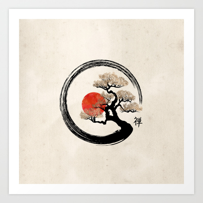 Enso Circle And Bonsai Tree On Canvas Art Print By K9printart Society6