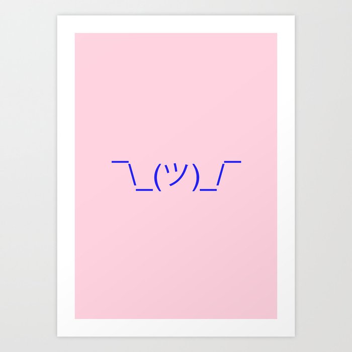 Hands Up Emoji Shrug - Pink and Blue Art Print