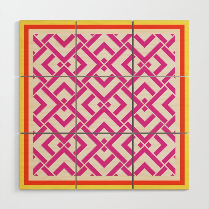 Hot pink summer geometric pattern pillow Wood Wall Art