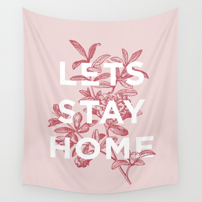 Let S Stay Home Floral Typography Print Wall Art Home Decor Wall