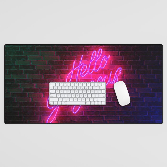 Hello Gorgeous - Neon Sign Desk Mat
