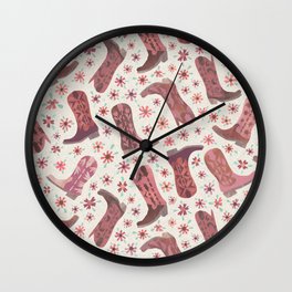 Cowgirl Boots and Flowers Western Cowboy Wall Clock