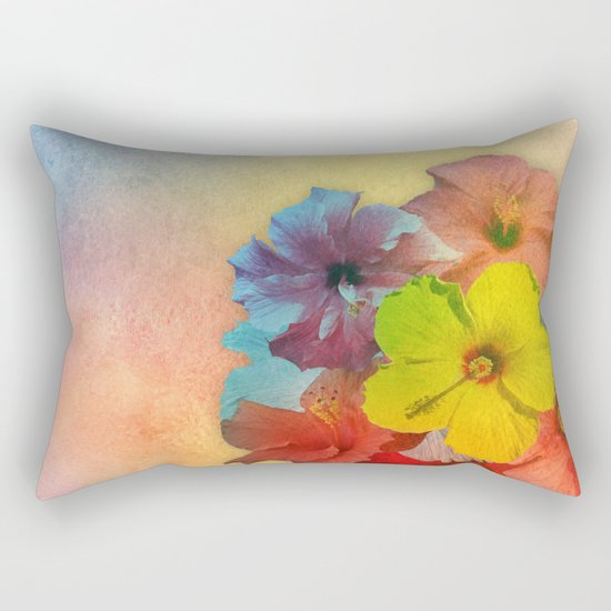 Colorful Hibiscus Bouquet Rectangular Pillow