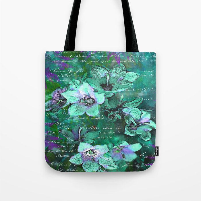 Aqua Lilies in the Garden Tote Bag