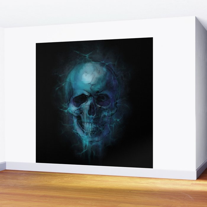 Blue Skull Watercolor Painting Blue Black Print Anatomical Art Medical Office Decor Doctor Gifts Wall Mural By Svetlaart Society6