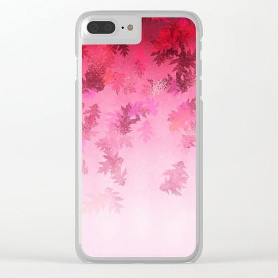 Autumn-world 4 - leaves on pink Clear iPhone Case