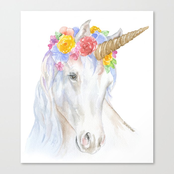 Unicorn Watercolor Painting Canvas Print By Susanwindsor