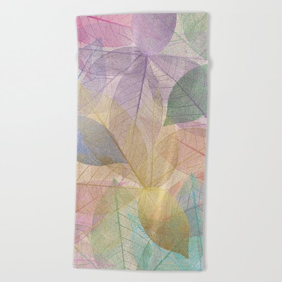 Colored Leaf Pattern Beach Towel
