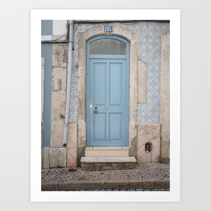 House Number 185 | Lisbon Blue Door Art Print
